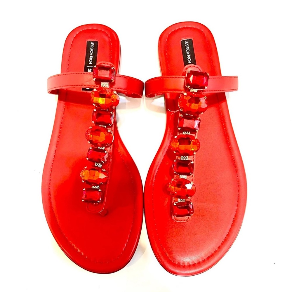 Steve Madden Jessica Rich Gemma Embellished T-Strap Sandals NEW